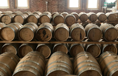 Charred oak barrels